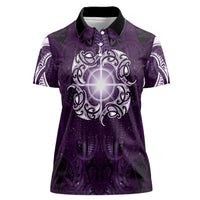 New Zealand Matariki Waipunarangi Women Polo Shirt Maori Moko Purple Galaxy LT05 Female Purple - Polynesian Pride