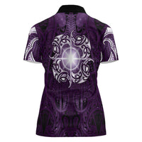 New Zealand Matariki Waipunarangi Women Polo Shirt Maori Moko Purple Galaxy LT05 - Polynesian Pride