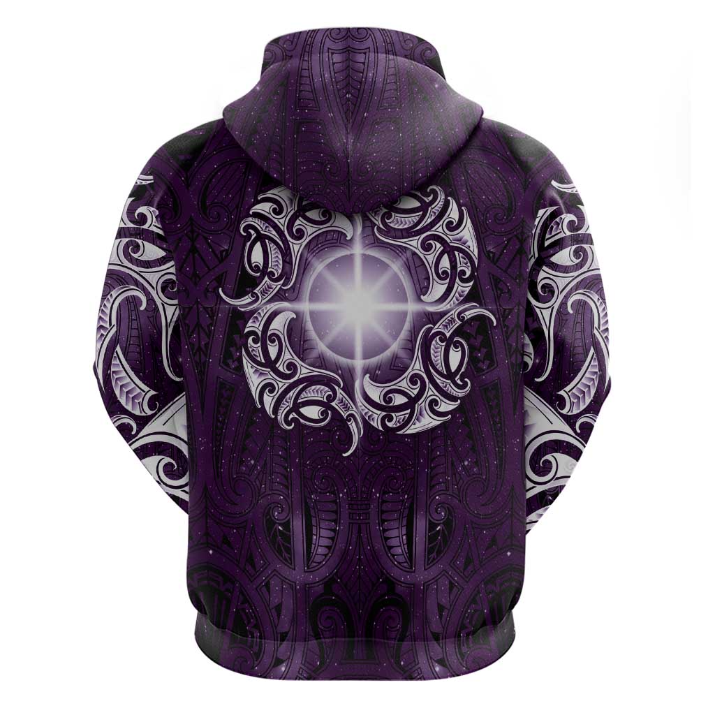 New Zealand Matariki Waipunarangi Zip Hoodie Maori Moko Purple Galaxy LT05 - Polynesian Pride