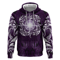 New Zealand Matariki Waipunarangi Zip Hoodie Maori Moko Purple Galaxy LT05 Pullover Hoodie Purple - Polynesian Pride