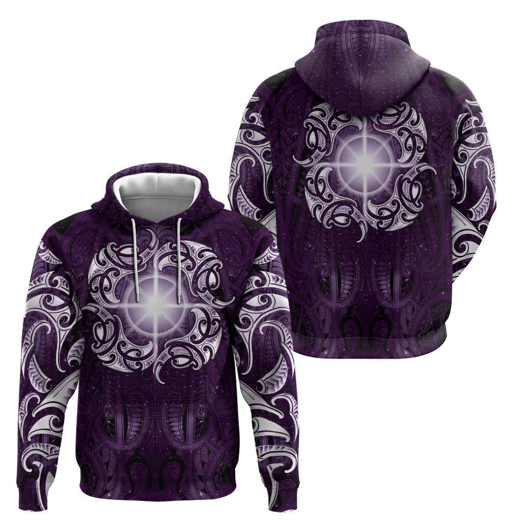 New Zealand Matariki Waipunarangi Zip Hoodie Maori Moko Purple Galaxy LT05 - Polynesian Pride