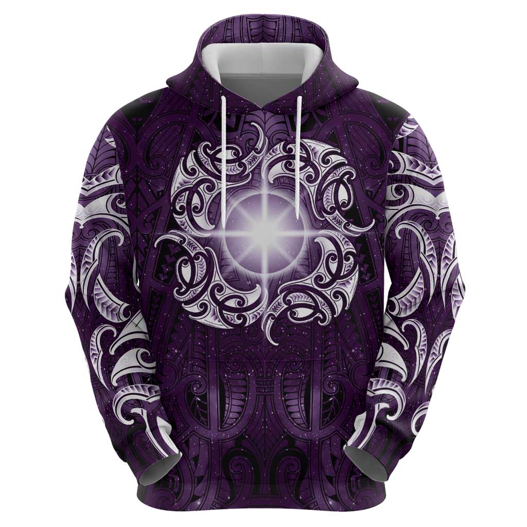 New Zealand Matariki Waipunarangi Zip Hoodie Maori Moko Purple Galaxy LT05 - Polynesian Pride