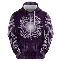 New Zealand Matariki Waipunarangi Zip Hoodie Maori Moko Purple Galaxy LT05 - Polynesian Pride