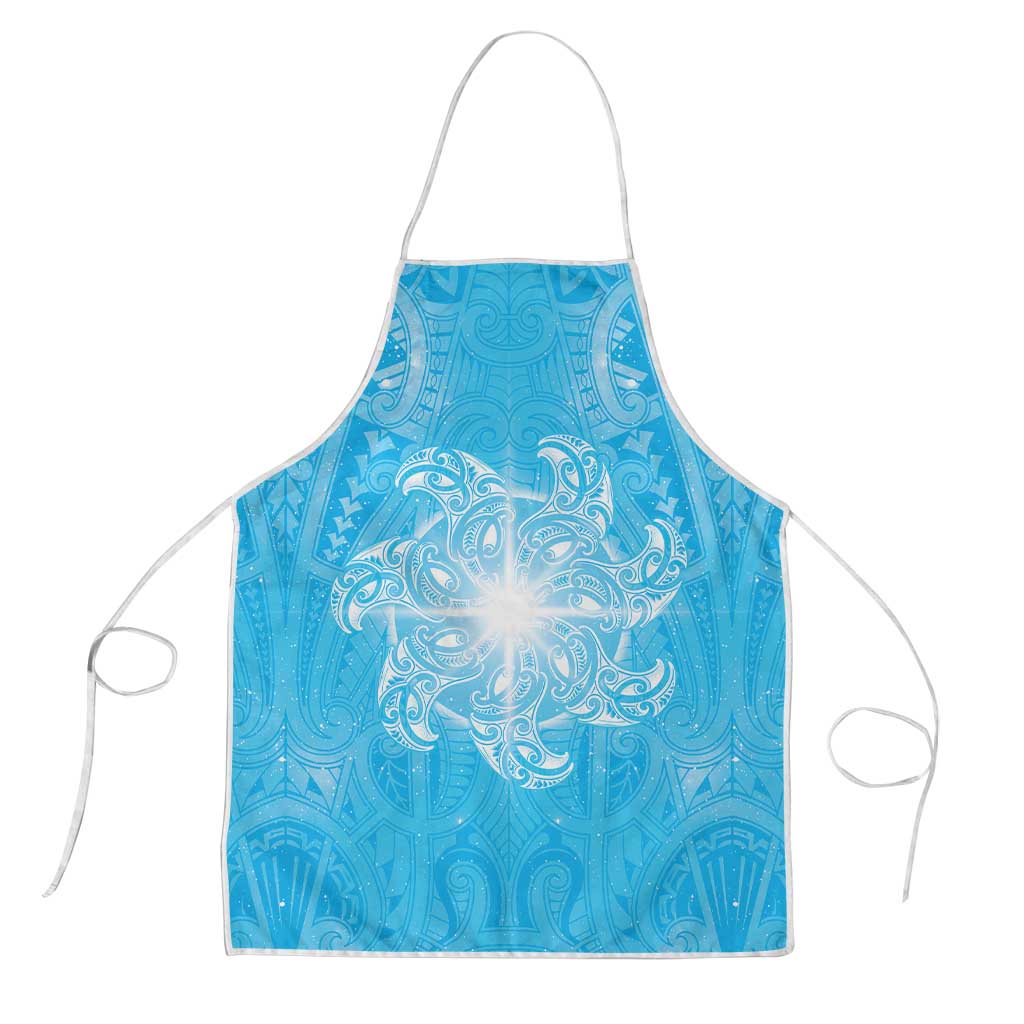 New Zealand Matariki Waiti Apron Maori Moko Cyan Galaxy LT05 Cyan - Polynesian Pride