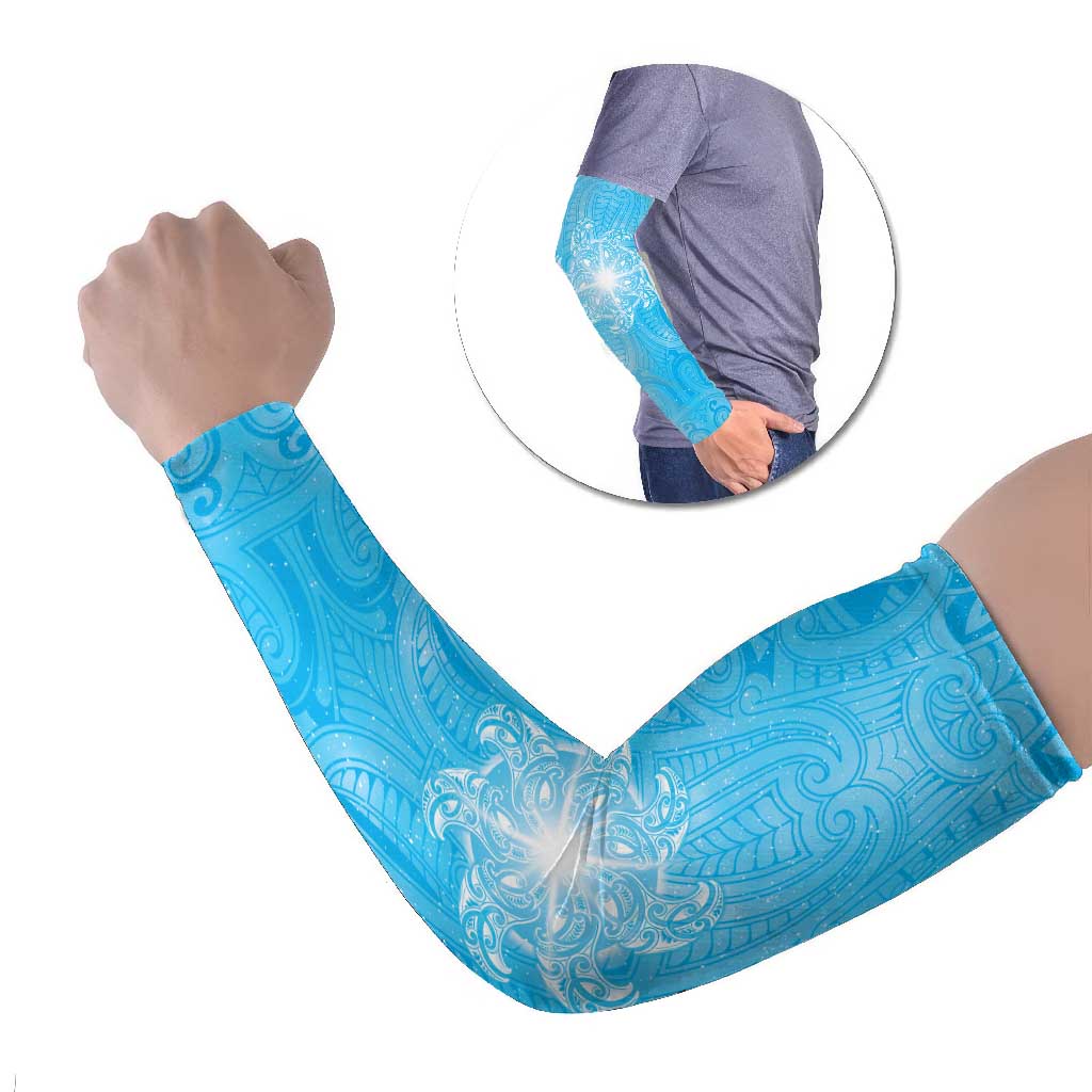 New Zealand Matariki Waiti Arm Sleeves Maori Moko Cyan Galaxy