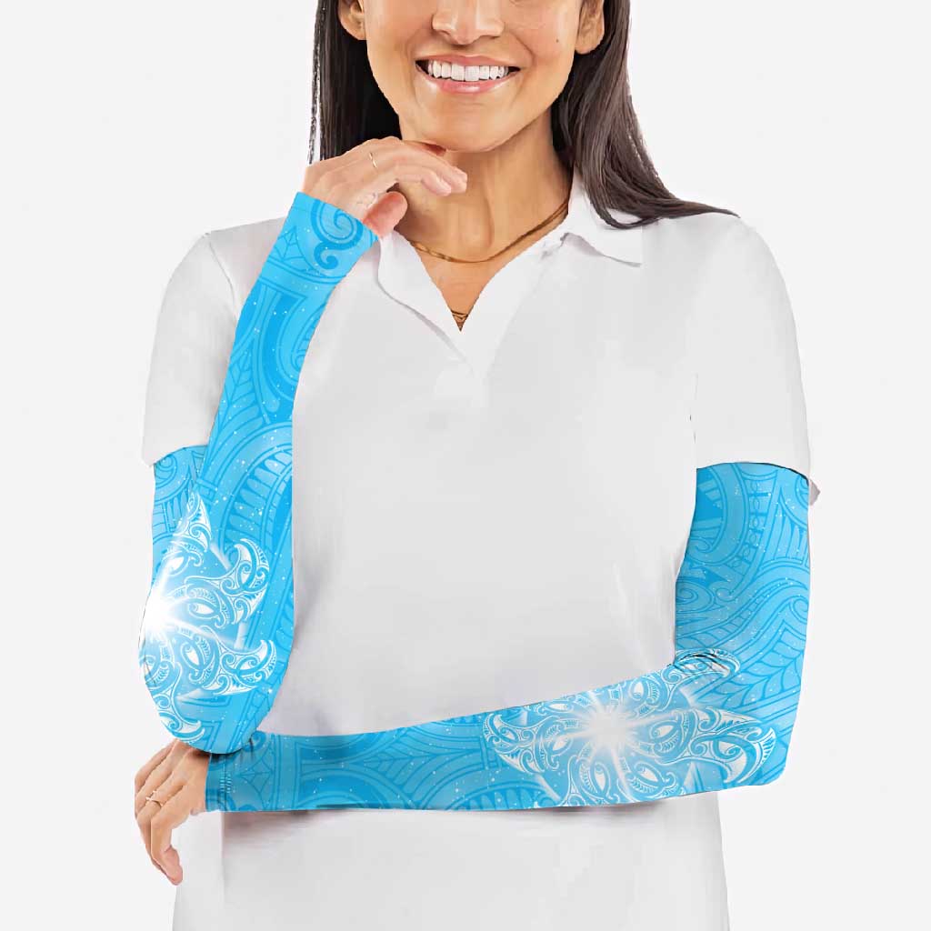 New Zealand Matariki Waiti Arm Sleeves Maori Moko Cyan Galaxy