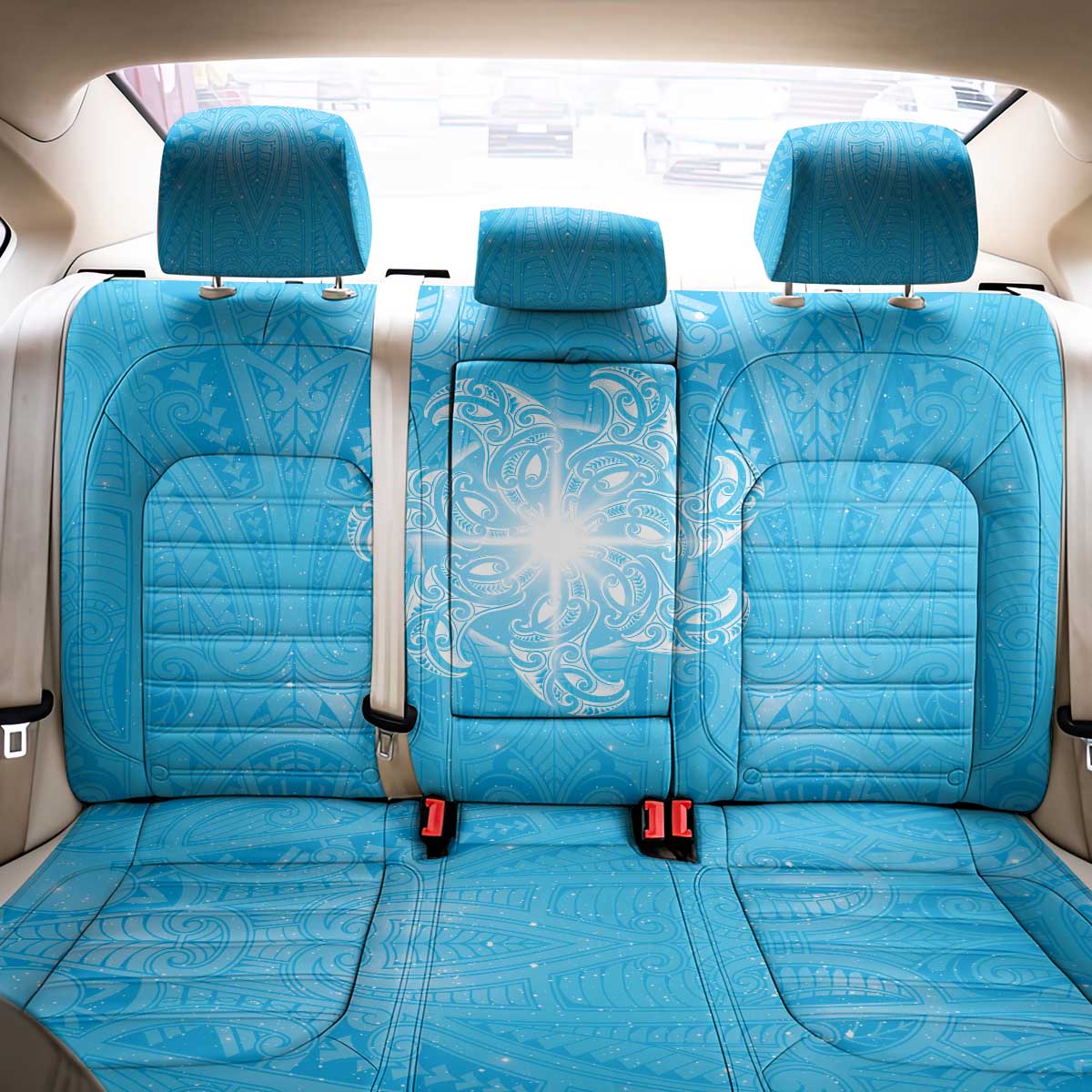 New Zealand Matariki Waiti Back Car Seat Cover Maori Moko Cyan Galaxy