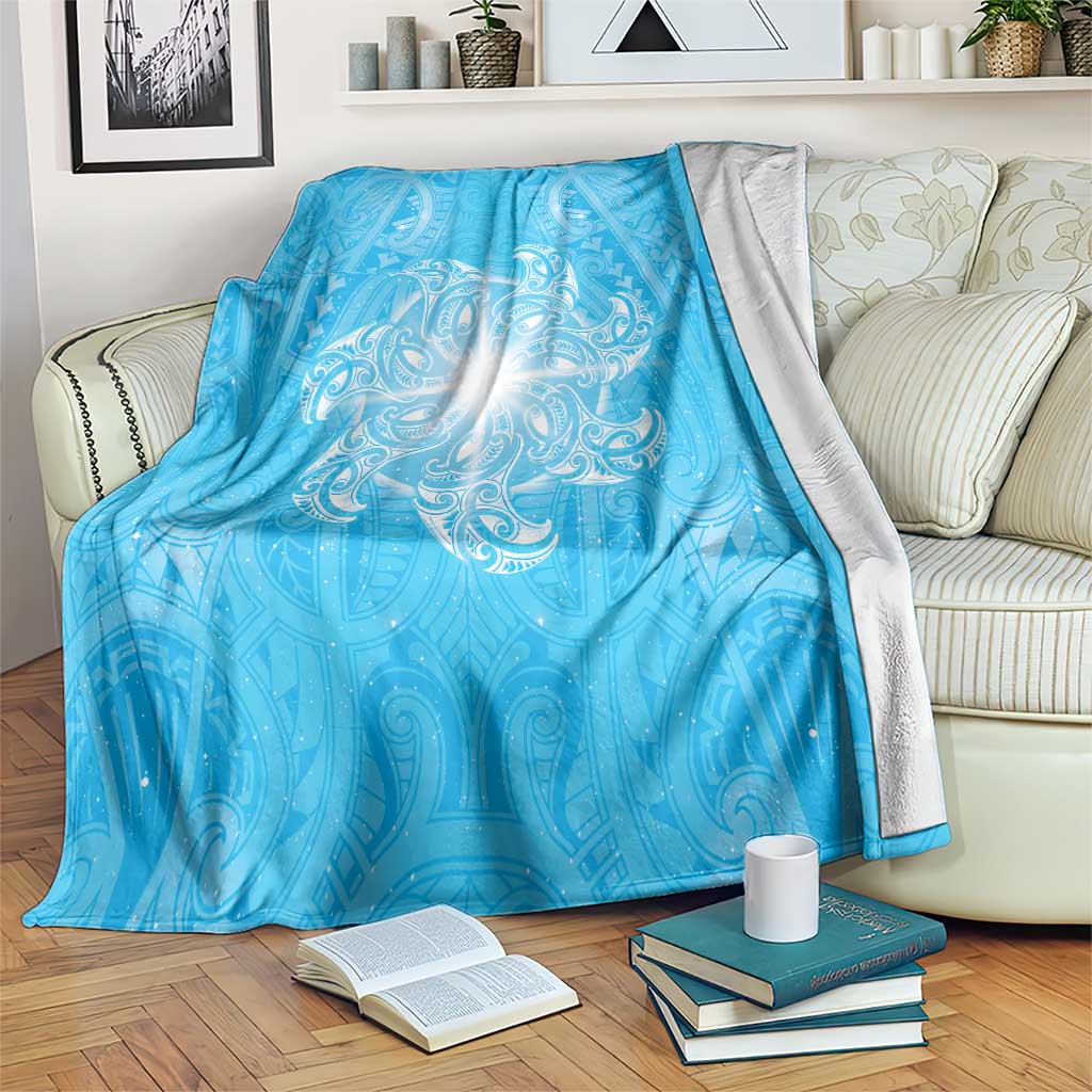 New Zealand Matariki Waiti Blanket Maori Moko Cyan Galaxy