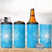 New Zealand Matariki Waiti 4 in 1 Can Cooler Tumbler Maori Moko Cyan Galaxy