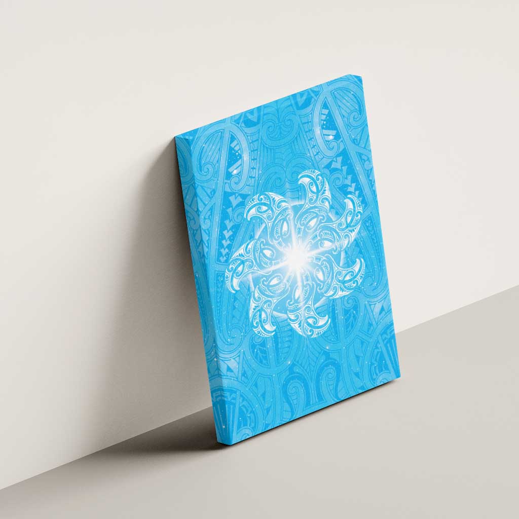 New Zealand Matariki Waiti Canvas Wall Art Maori Moko Cyan Galaxy