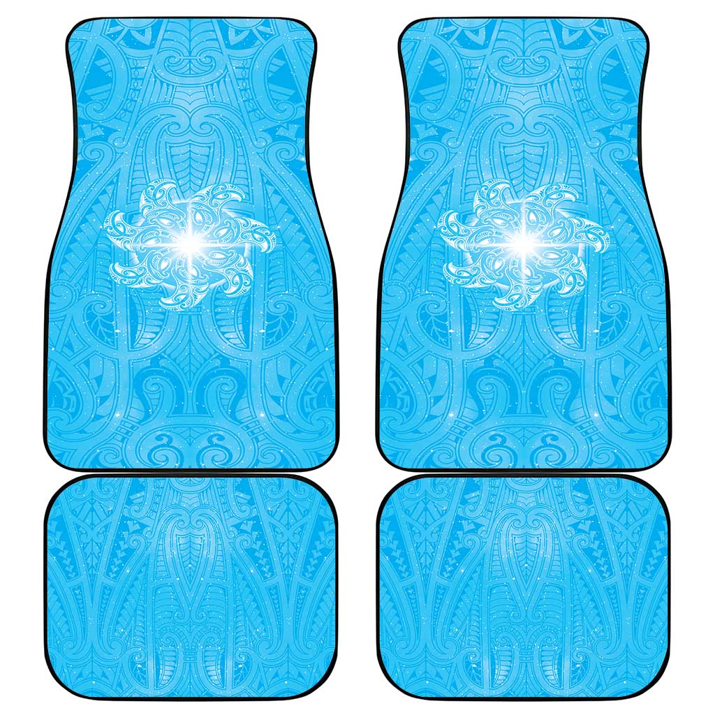 New Zealand Matariki Waiti Car Mats Maori Moko Cyan Galaxy