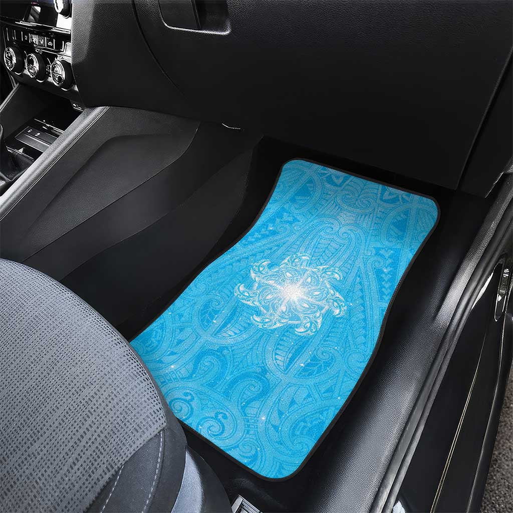 New Zealand Matariki Waiti Car Mats Maori Moko Cyan Galaxy