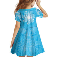 New Zealand Matariki Waiti Family Matching Puletasi and Hawaiian Shirt Maori Moko Cyan Galaxy LT05 - Polynesian Pride