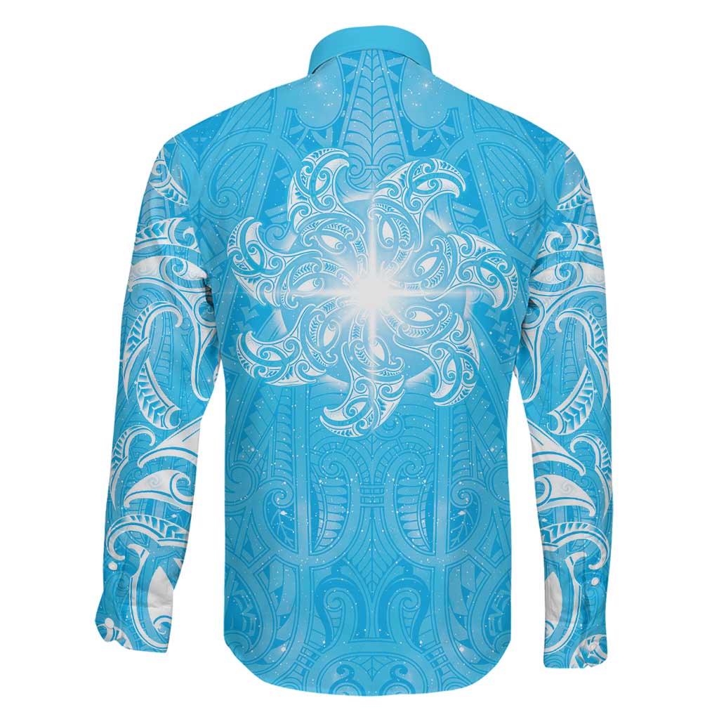 New Zealand Matariki Waiti Family Matching Tank Maxi Dress and Hawaiian Shirt Maori Moko Cyan Galaxy LT05 - Polynesian Pride