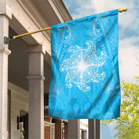 New Zealand Matariki Waiti Garden Flag Maori Moko Cyan Galaxy