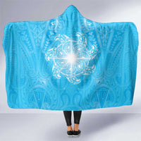 New Zealand Matariki Waiti Hooded Blanket Maori Moko Cyan Galaxy