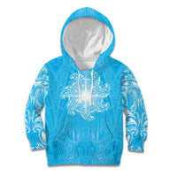 New Zealand Matariki Waiti Kid Hoodie Maori Moko Cyan Galaxy