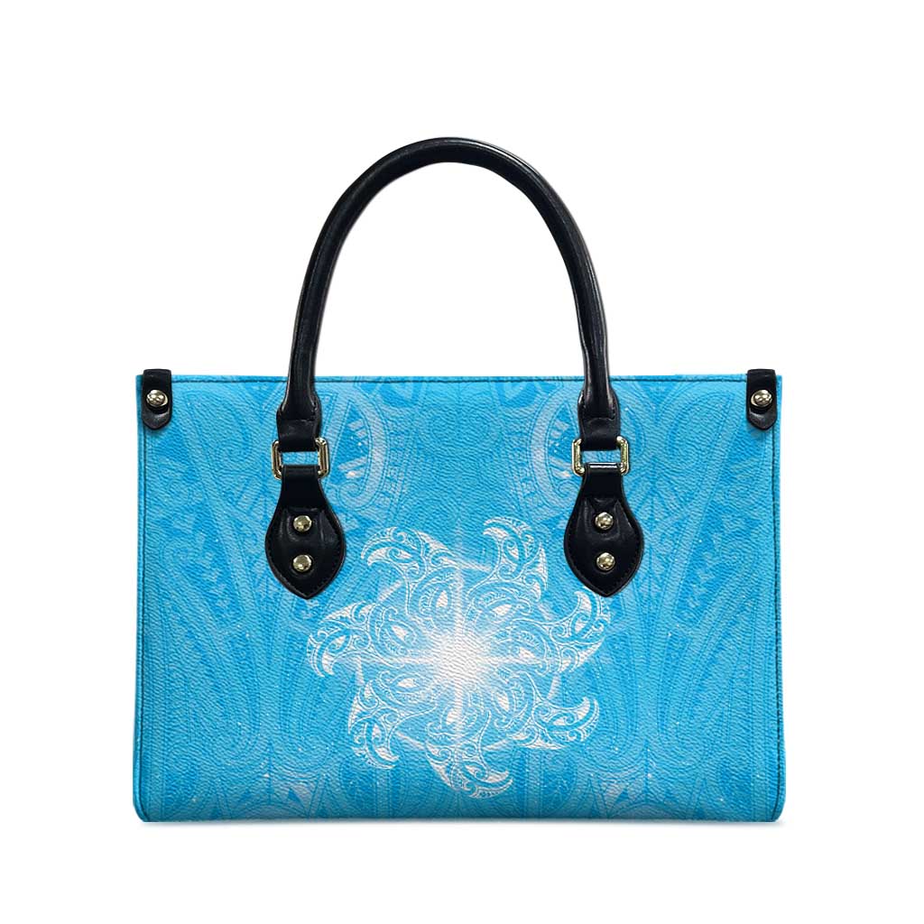 New Zealand Matariki Waiti Leather Bag Maori Moko Cyan Galaxy