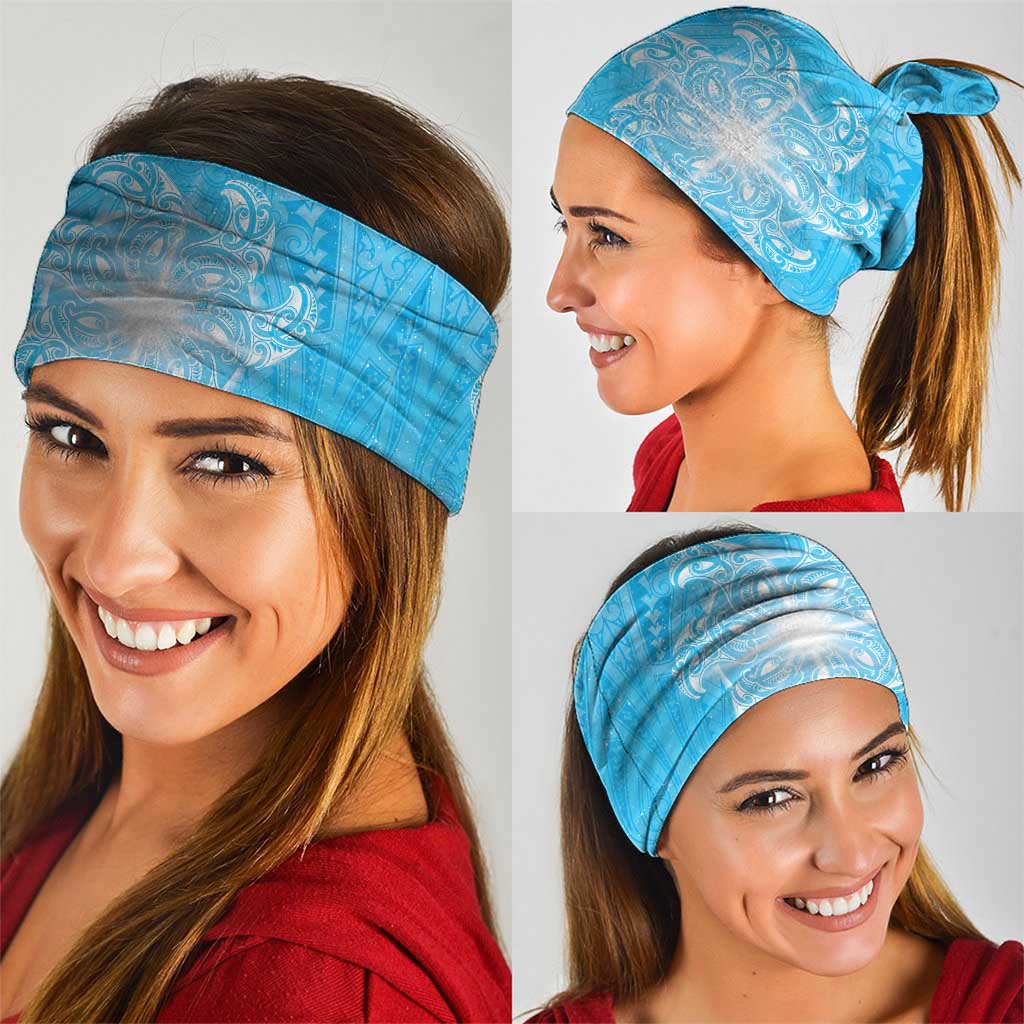 New Zealand Matariki Waiti Neck Gaiter Maori Moko Cyan Galaxy