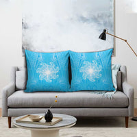 New Zealand Matariki Waiti Pillow Cover Maori Moko Cyan Galaxy