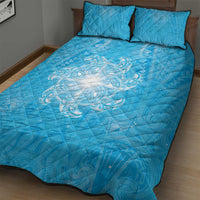 New Zealand Matariki Waiti Quilt Bed Set Maori Moko Cyan Galaxy
