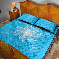 New Zealand Matariki Waiti Quilt Bed Set Maori Moko Cyan Galaxy