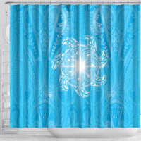 New Zealand Matariki Waiti Shower Curtain Maori Moko Cyan Galaxy