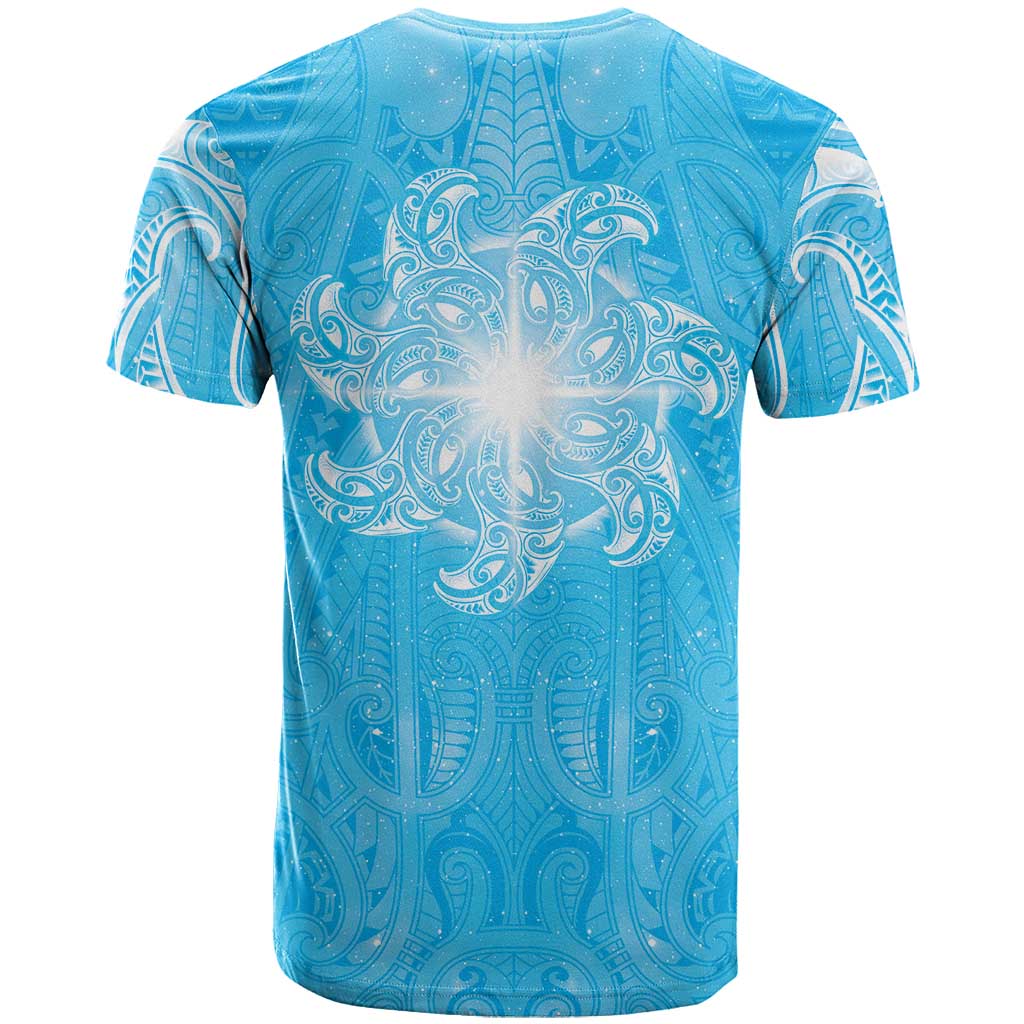 New Zealand Matariki Waiti T Shirt Maori Moko Cyan Galaxy
