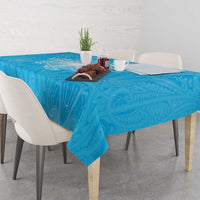New Zealand Matariki Waiti Tablecloth Maori Moko Cyan Galaxy