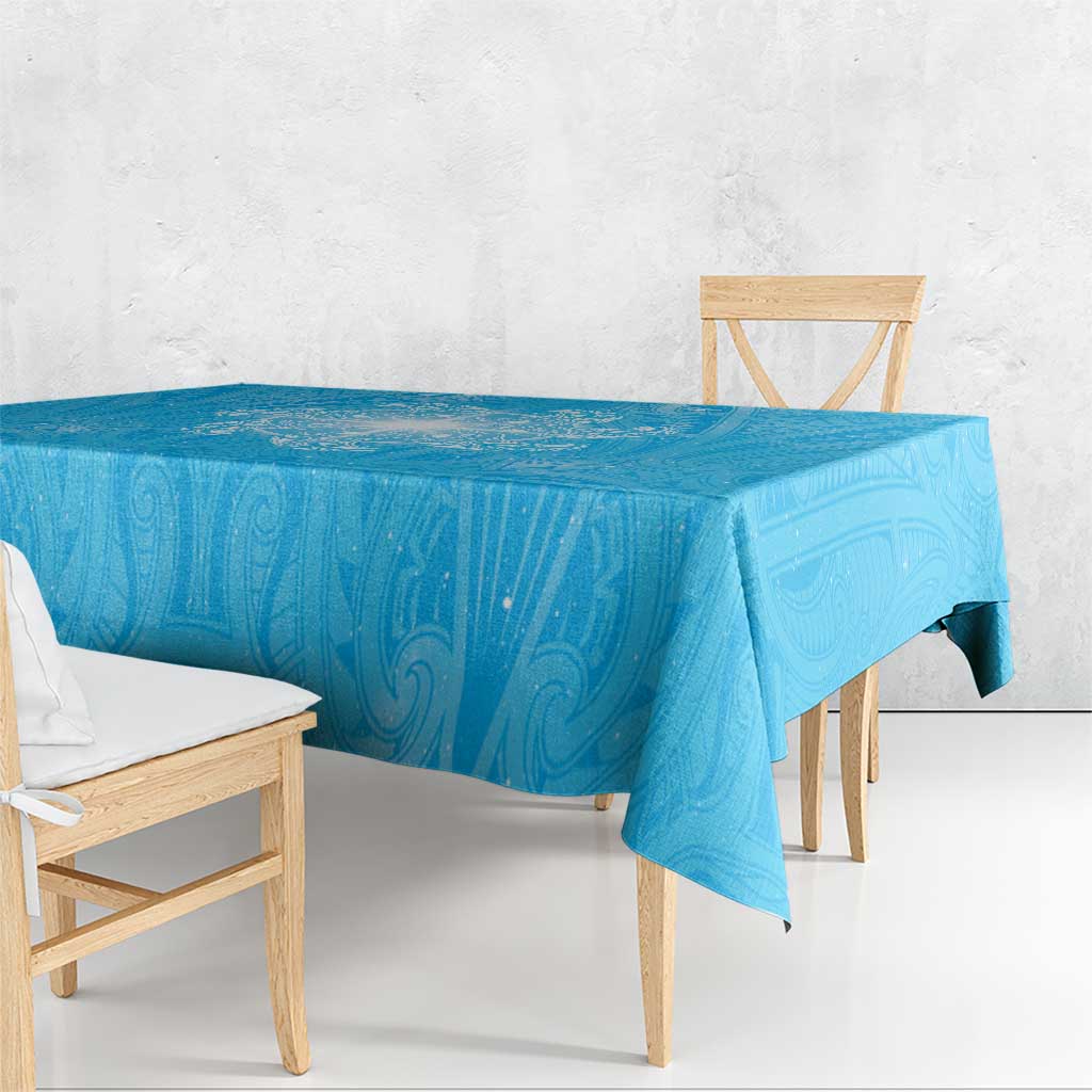 New Zealand Matariki Waiti Tablecloth Maori Moko Cyan Galaxy