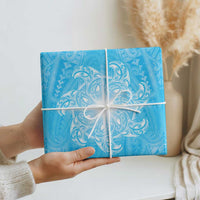 New Zealand Matariki Waiti Wrapping Paper Maori Moko Cyan Galaxy