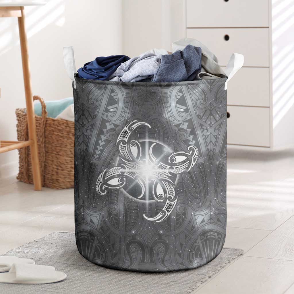 New Zealand Matariki Ururangi Laundry Basket Maori Moko Grey Galaxy