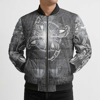 New Zealand Matariki Ururangi Bomber Puffer Jacket Maori Moko Grey Galaxy