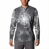 New Zealand Matariki Ururangi Button Sweatshirt Maori Moko Grey Galaxy