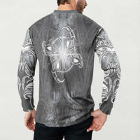 New Zealand Matariki Ururangi Button Sweatshirt Maori Moko Grey Galaxy