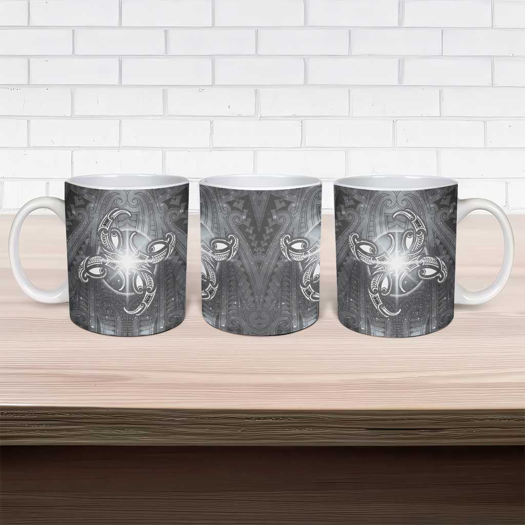 New Zealand Matariki Ururangi Ceramic Mug Maori Moko Grey Galaxy