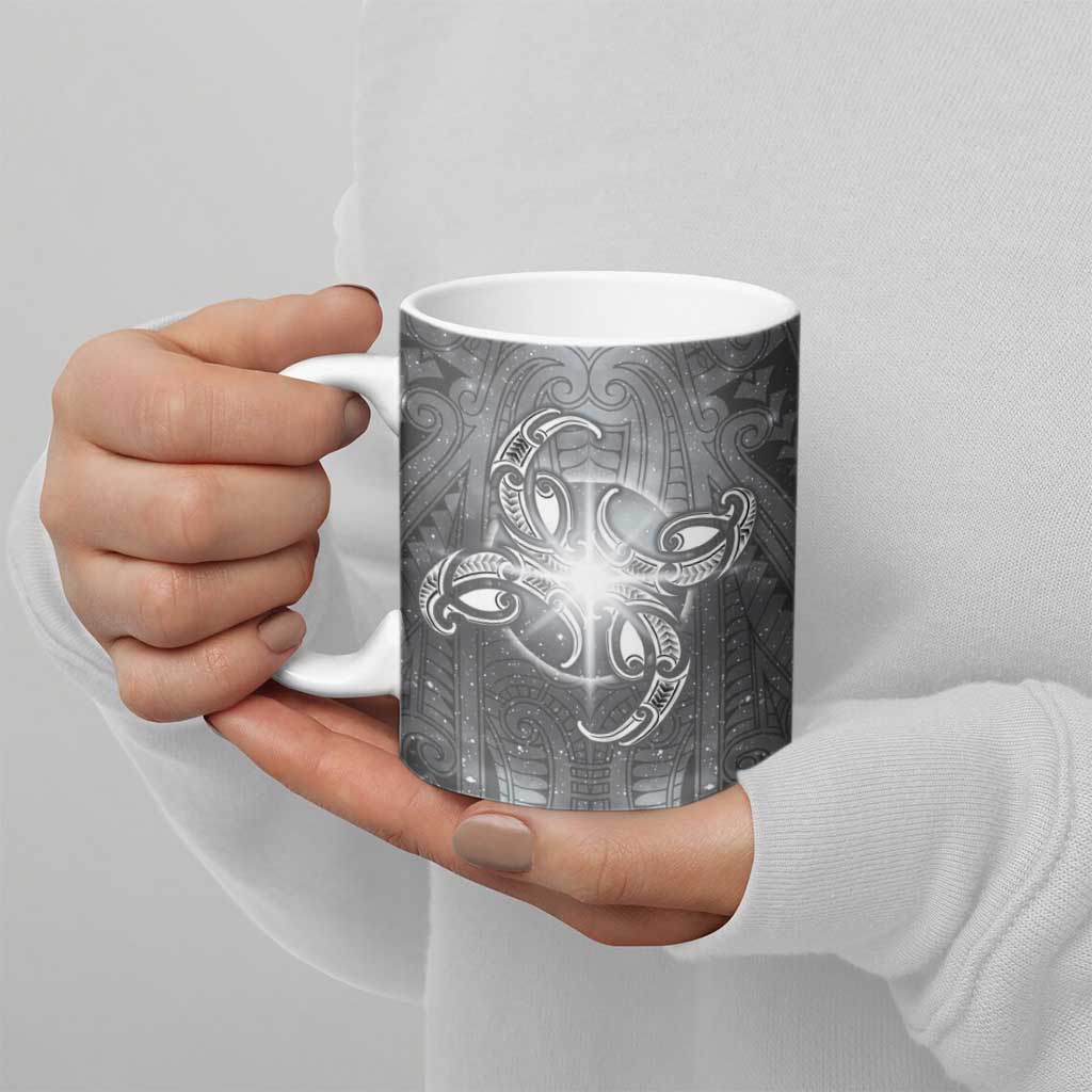 New Zealand Matariki Ururangi Ceramic Mug Maori Moko Grey Galaxy