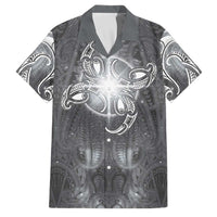 New Zealand Matariki Ururangi Family Matching Off Shoulder Short Dress and Hawaiian Shirt Maori Moko Grey Galaxy LT05 Dad's Shirt - Short Sleeve Grey - Polynesian Pride