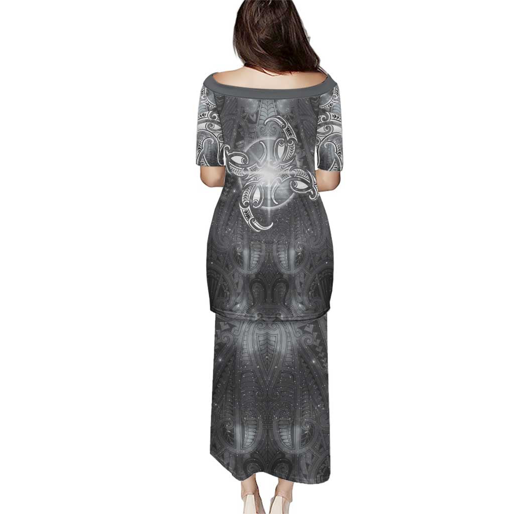 New Zealand Matariki Ururangi Family Matching Puletasi and Hawaiian Shirt Maori Moko Grey Galaxy LT05 - Polynesian Pride