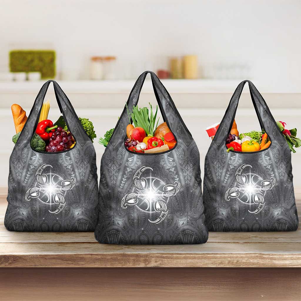 New Zealand Matariki Ururangi Grocery Bag Maori Moko Grey Galaxy