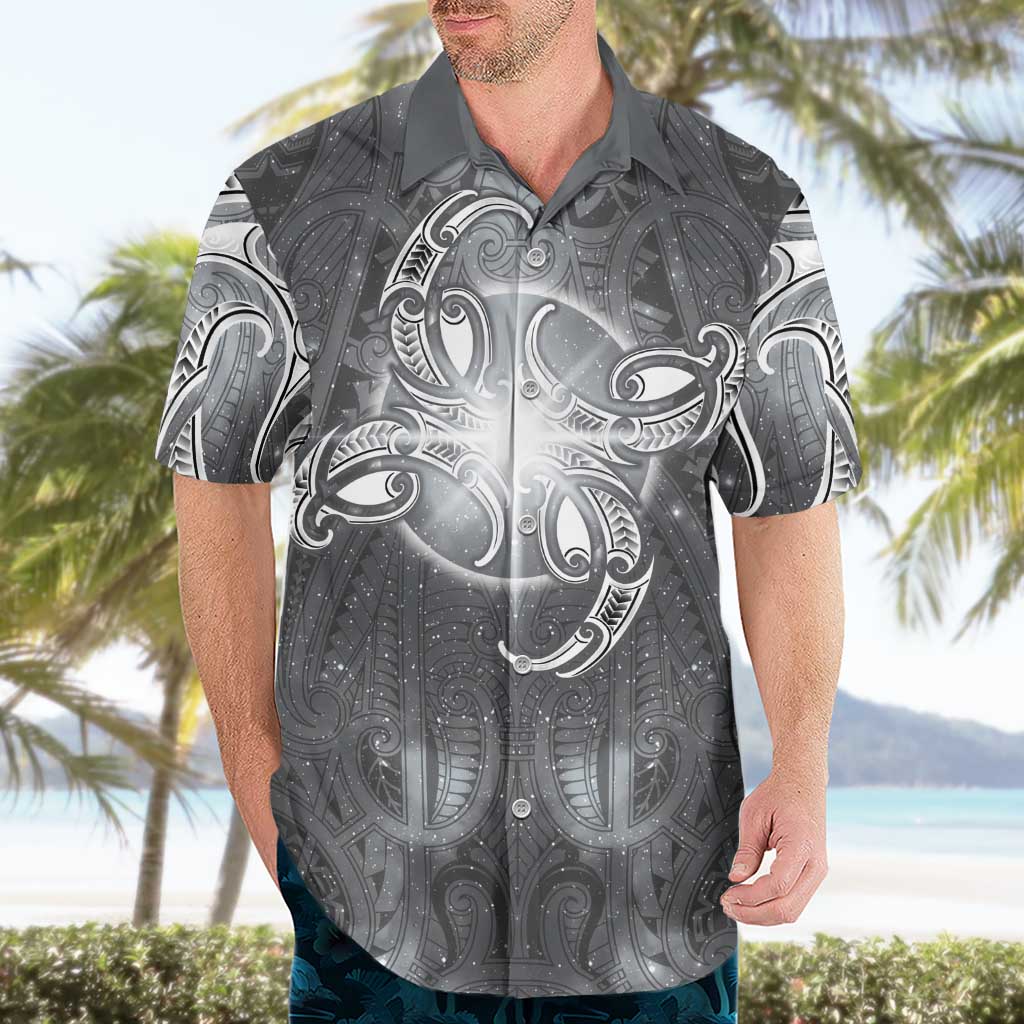 New Zealand Matariki Ururangi Hawaiian Shirt Maori Moko Grey Galaxy