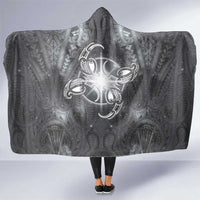 New Zealand Matariki Ururangi Hooded Blanket Maori Moko Grey Galaxy