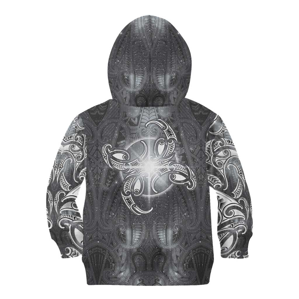 New Zealand Matariki Ururangi Kid Hoodie Maori Moko Grey Galaxy