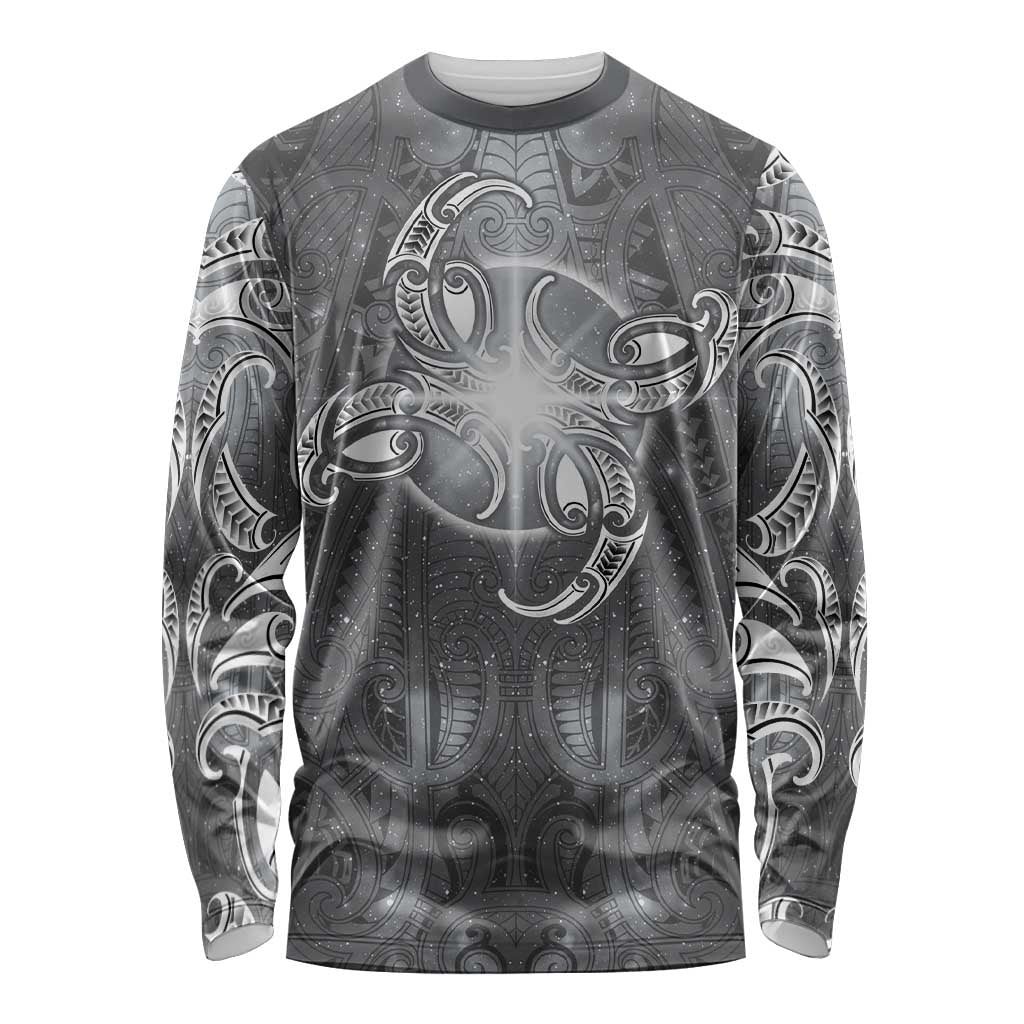 New Zealand Matariki Ururangi Long Sleeve Shirt Maori Moko Grey Galaxy