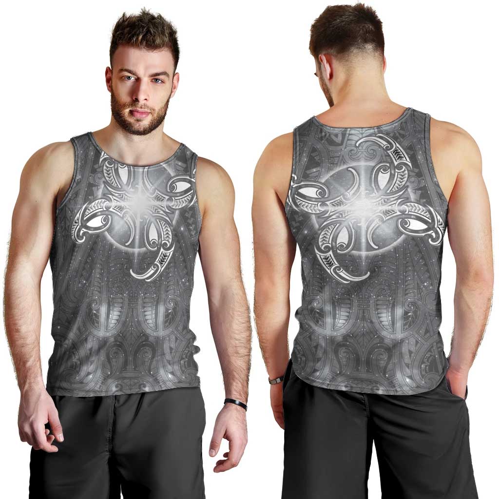 New Zealand Matariki Ururangi Men Tank Top Maori Moko Grey Galaxy