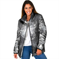 New Zealand Matariki Ururangi Padded Jacket Maori Moko Grey Galaxy