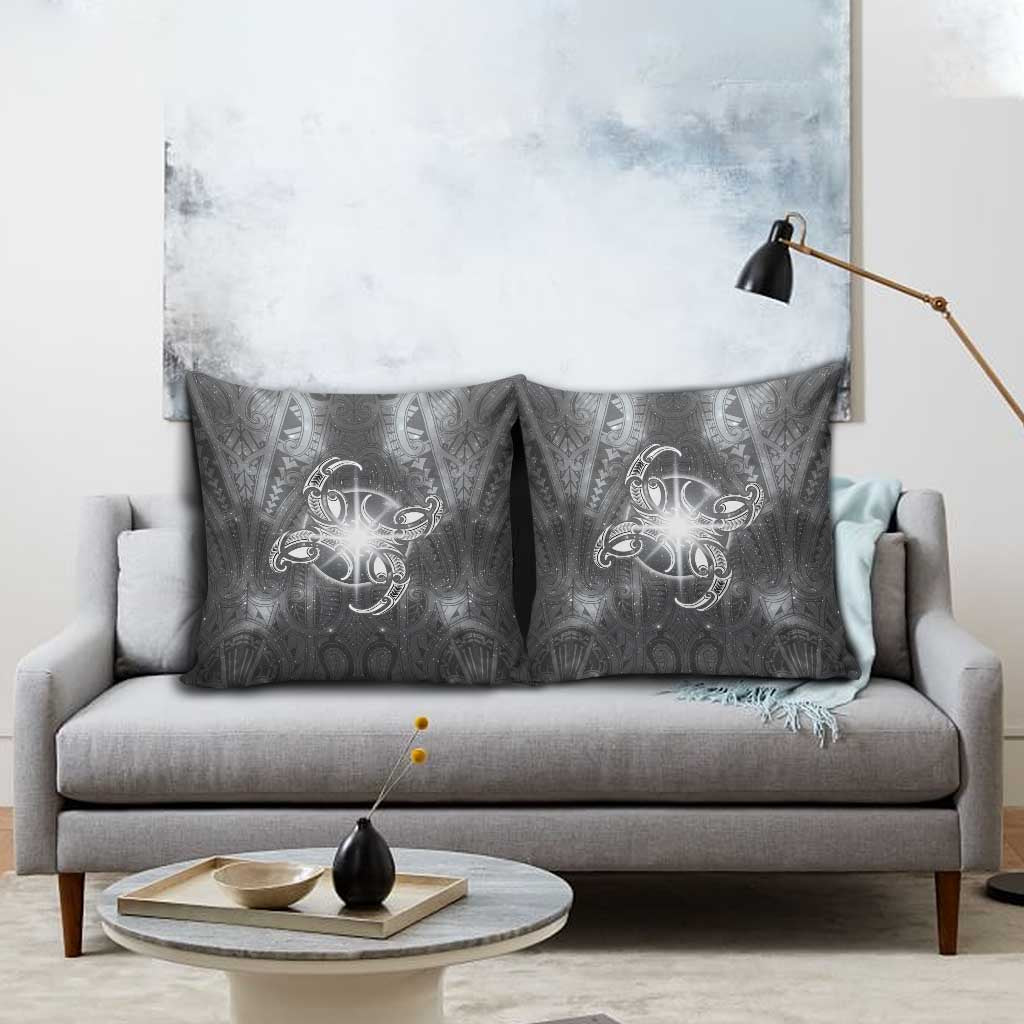 New Zealand Matariki Ururangi Pillow Cover Maori Moko Grey Galaxy