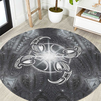 New Zealand Matariki Ururangi Round Carpet Maori Moko Grey Galaxy