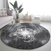 New Zealand Matariki Ururangi Round Carpet Maori Moko Grey Galaxy