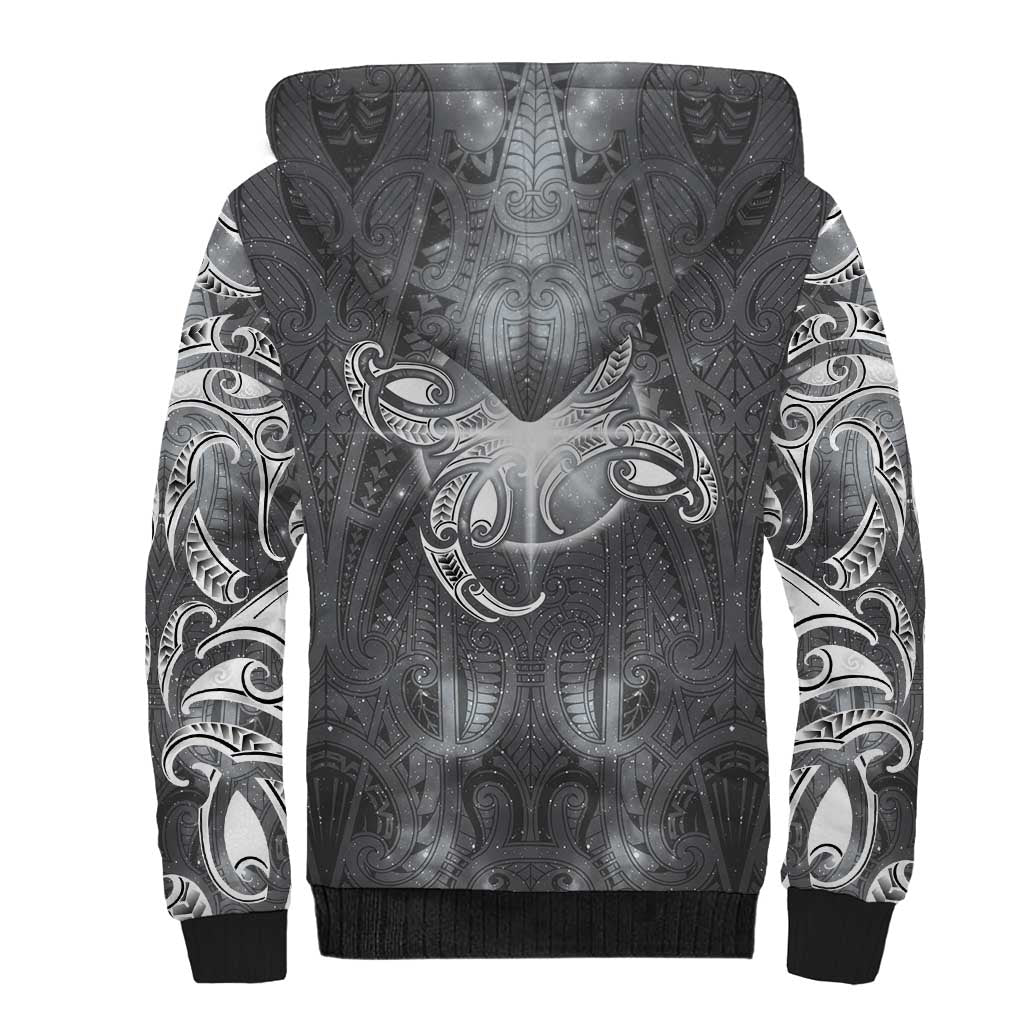 New Zealand Matariki Ururangi Sherpa Hoodie Maori Moko Grey Galaxy